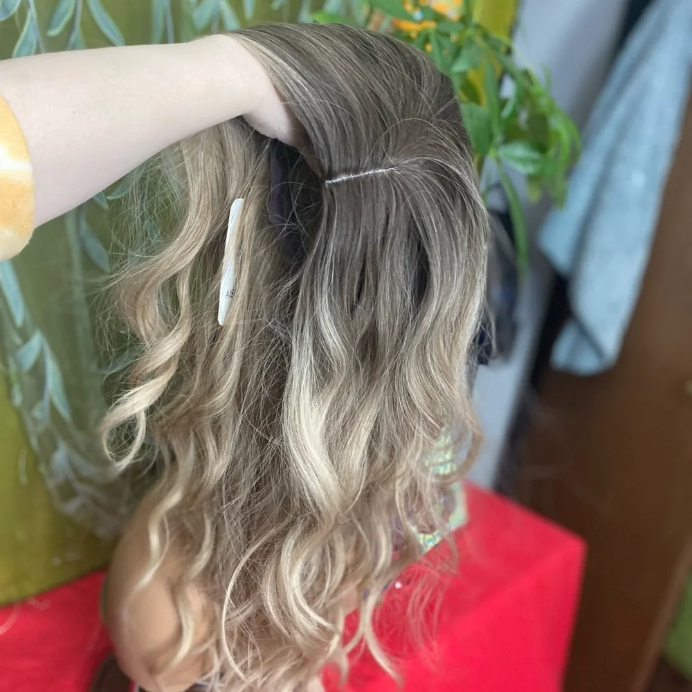 mixed blonde face framing highlights wig